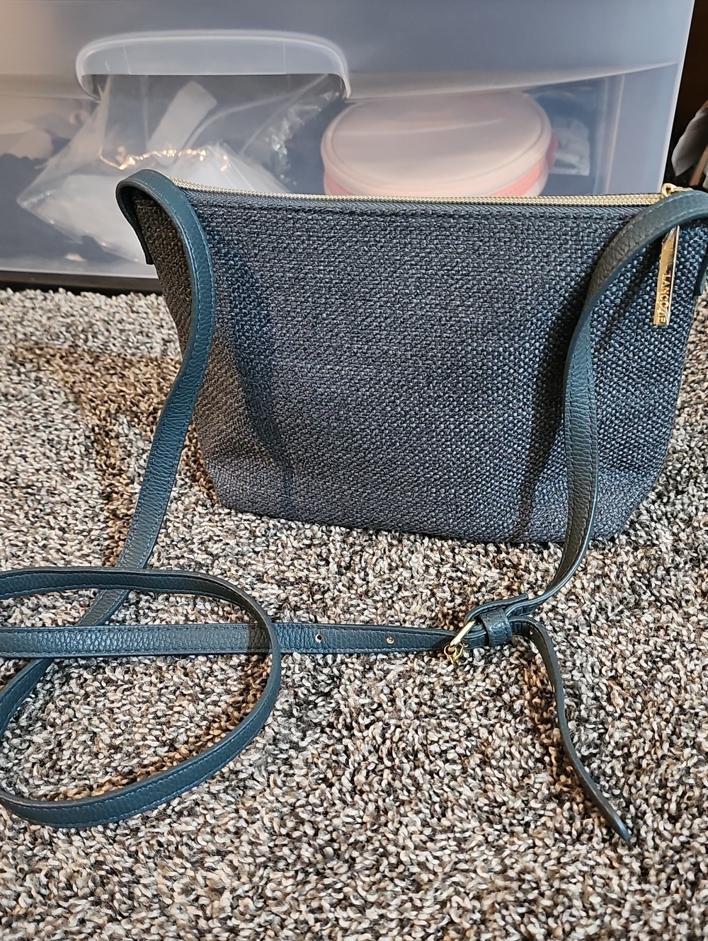 Lancome Textured Gray Crossbody Shoulder Bag - Women
